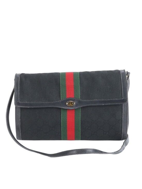 Gucci Handbags - Gucci Vintage GG Canvas Sherry Line Leather Shoulder Bag Crossbody